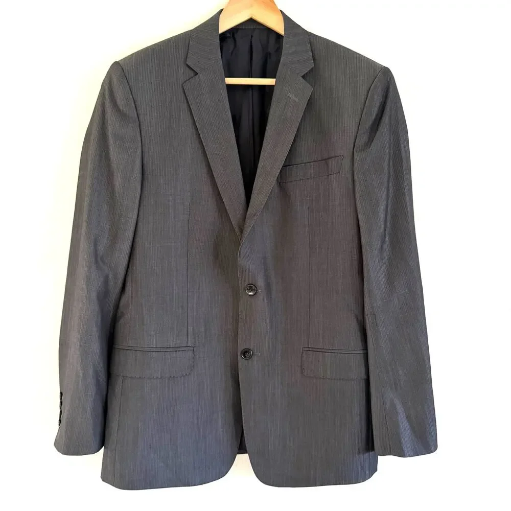 Versace Collection Sport Coat Blazer 100% Wool Dark Gray Light Pinstripe Size 50